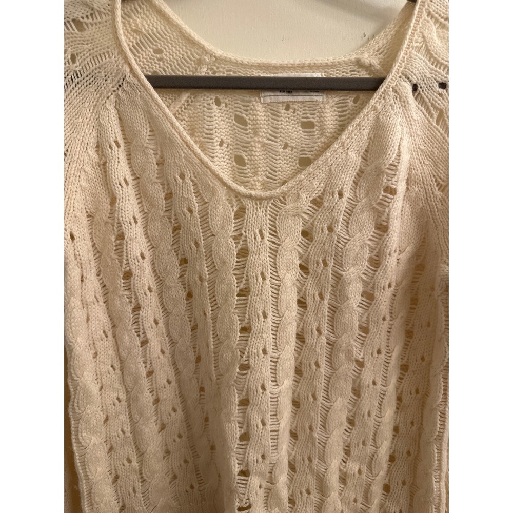 Abercrombie & Fitch Wool Blend Open Knit Sweater Coastal Grandma  Layer L - Picture 3 of 6